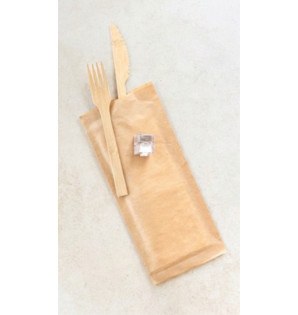 ÉTUI COUVERTS KRAFT AVEC SERVIETTE