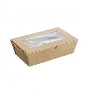 Barquette carton kraft fenêtre 1 L