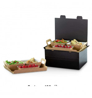 Formule repas Essentiel vaisselle Cubik carton kraft pour 2