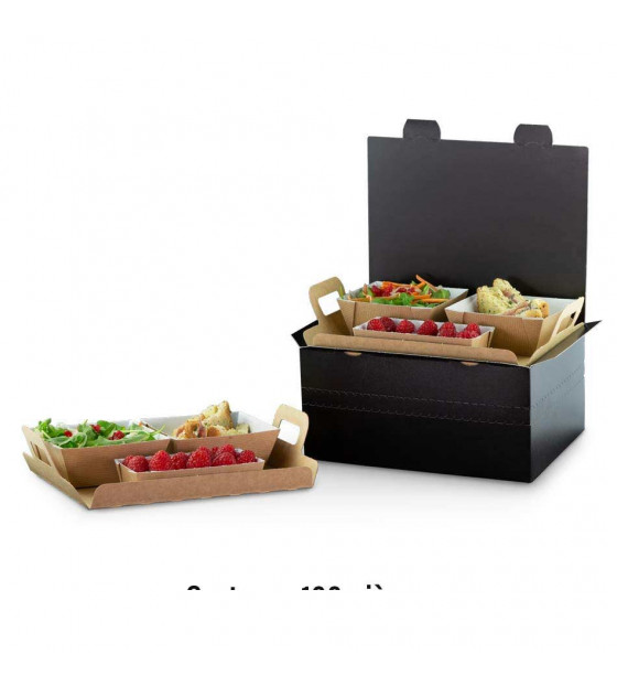 Formule repas Essentiel vaisselle Cubik carton kraft pour 2